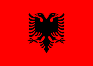 Bandera de Albania: Roja con un águila bicéfala negra en el centro.