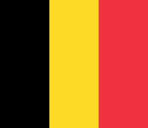 Bandera de Bélgica: Tres franjas verticales, negra, amarilla y roja.