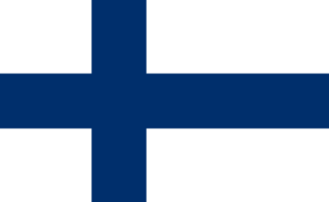 Bandera de Finlandia: Blanca con una cruz escandinava azul.
