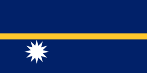 Bandera de Nauru: Azul con una franja amarilla y una estrella blanca debajo de la franja.
