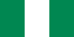 Bandera de Nigeria: Tres franjas verticales, dos verdes y una blanca en el centro.