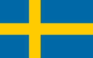 Bandera de Suecia: Azul con una cruz escandinava amarilla.