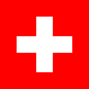 Bandera de Suiza: Roja con una cruz blanca en el centro.