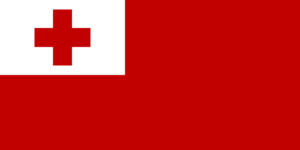 Bandera de Tonga: Roja con una cruz blanca en la esquina superior izquierda.