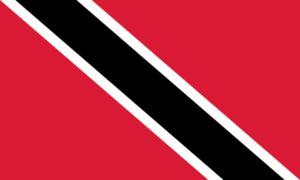 Bandera de Trinidad y Tobago: Rojo con una franja diagonal negra con bordes blancos.