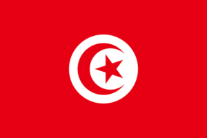 Bandera de Túnez: Rojo con un círculo blanco en el centro, conteniendo una media luna roja y una estrella.