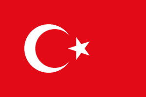 Bandera de Turquía: Roja con una media luna y una estrella blanca.