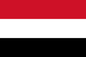 Bandera de Yemen: Tres franjas horizontales, roja, blanca y negra.